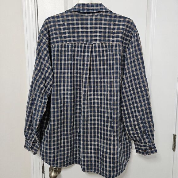 VTG WOOLRICH Shirt Men's 2XL Blue Brown Plaid Long Sleeve Button Up See Pics - Picture 10 of 10